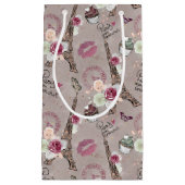 可愛いパリ好きのタイル張りのパーティー スモールペーパーバッグ (正面)