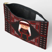 可愛いパレスチナ人少女の刺繍赤いタスリーズ アクセサリーポーチ (見開き)