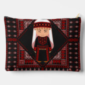 可愛いパレスチナ人少女の刺繍赤いタスリーズ アクセサリーポーチ (裏面)