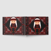 可愛いパレスチナ人少女の刺繍赤いタスリーズ ゲストブック (全面)