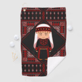 可愛いパレスチナ人少女の刺繍赤いタスリーズ ゴルフタオル (インサイチュ)