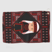 可愛いパレスチナ人少女の刺繍赤いタスリーズ ゴルフタオル (横)