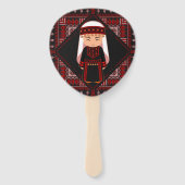 可愛いパレスチナ人少女の刺繍赤いタスリーズ ハンドファン (裏面)