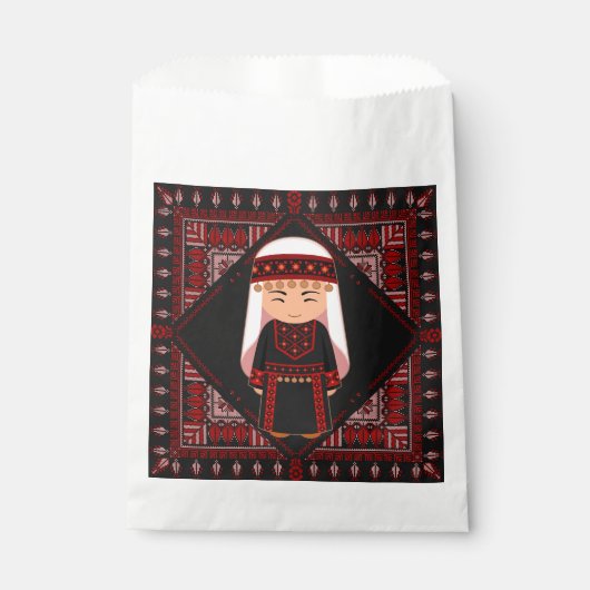 可愛いパレスチナ人少女の刺繍赤いタスリーズ フェイバーバッグ (正面)