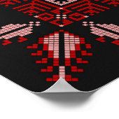 可愛いパレスチナ人少女の刺繍赤いタスリーズ ポスター (角)