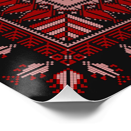 可愛いパレスチナ人少女の刺繍赤いタスリーズ ポスター (コーナー)