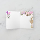 可愛いパロミノのピンクと紫の花の馬 サンキューカード (内部)