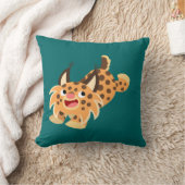 可愛いパンキー漫画ボブキャットピロー クッション (ブランケット)