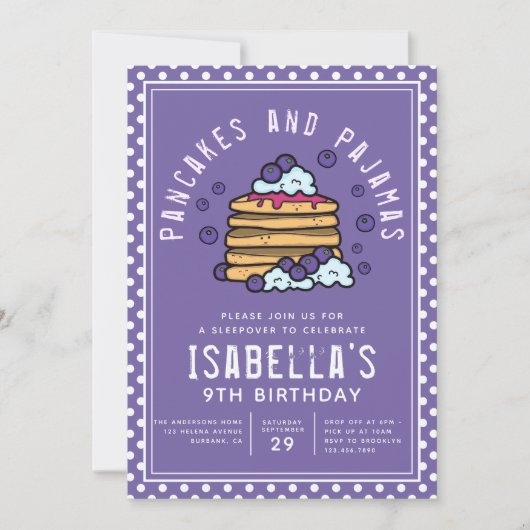 可愛いパンケーキとパジャマススリープバー 招待状 (正面)