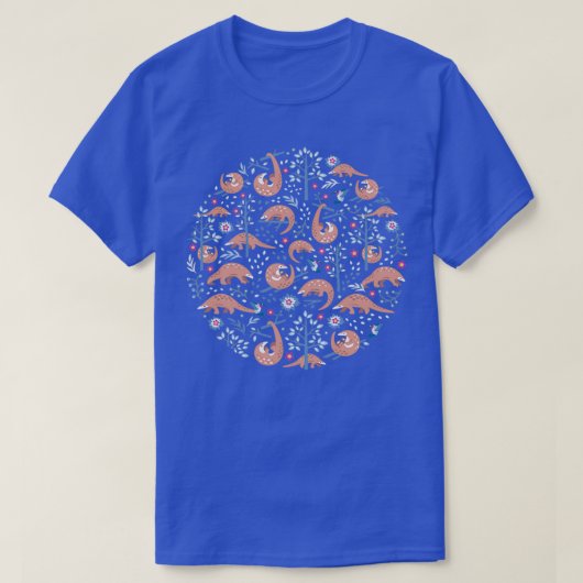 可愛いパンゴリン模様の森の模様 Tシャツ (デザイン正面)