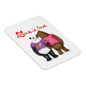 可愛いパンダとブラウンベア「愛は愛」のマグネット マグネット (右側)