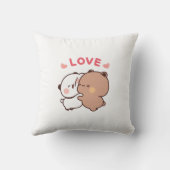 可愛いパンダのクマのカップル、ブブとデュデュのハグの愛 クッション (裏面)