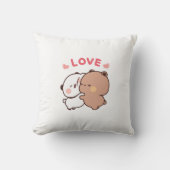 可愛いパンダのクマのカップル、ブブとデュデュのハグの愛 クッション (正面)