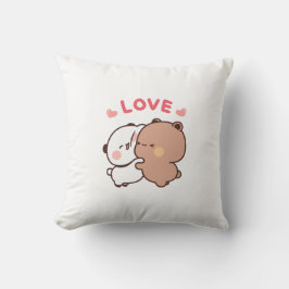 可愛いパンダのクマのカップル、ブブとデュデュのハグの愛 クッション