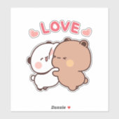 可愛いパンダのクマのカップル、ブブとデュデュのハグの愛 シール (シート)