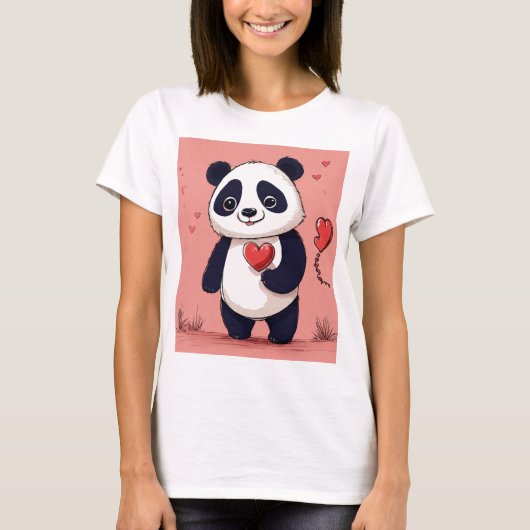 「可愛いパンダのTシャツ – かわいい&プラ Tシャツ (正面)