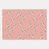 可愛いパンダクマフローラピンク柄 ラッピングペーパーシート (正面2)