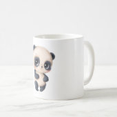 可愛いパンダデシとスタイルで一口飲む コーヒーマグカップ (正面右)
