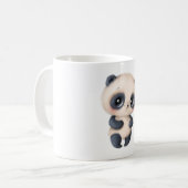 可愛いパンダデシとスタイルで一口飲む コーヒーマグカップ (正面左)