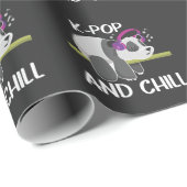 可愛いパンダヘッドフォンポップ・アートの韓国好きKポップ・アートの音楽 ラッピングペーパー (ロールコーナー)