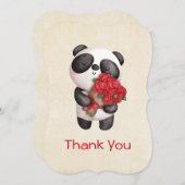 可愛いパンダベアーホールディングブーケバラありがとう サンキューカード (正面/裏面)