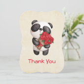 可愛いパンダベアーホールディングブーケバラありがとう サンキューカード (スタンド正面)