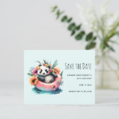 可愛いパンダ内筒で冷え日付保存 インビテーションポストカード (スタンド正面)