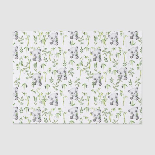 可愛いパンダ熊かわいいカブ竹の緑のデコパージュ 薄葉紙 (正面)