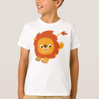 可愛いパーキーな漫画ライオンの子どもTシャツ Tシャツ