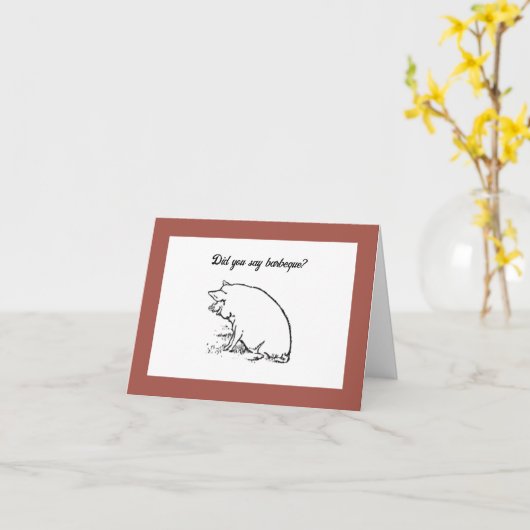 可愛いパーキー豚の漫画、ファーム動物のインクスケッチ カード (黄色い花)