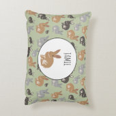 可愛いパーソナライズされたうさぎパターンニュートラルカラー アクセントクッション (裏面(縦))