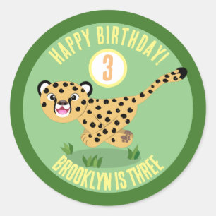 可愛いパーソナライズされたお誕生日マンガ ラウンドシール