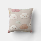 可愛いパーソナライズされたかわいいパステル笑顔の雲 クッション (裏面)