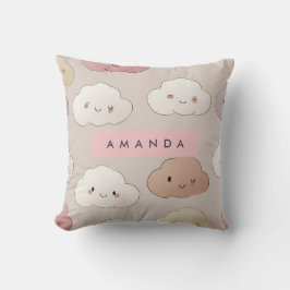 可愛いパーソナライズされたかわいいパステル笑顔の雲 クッション