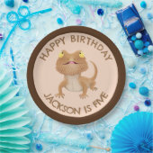 可愛いパーソナライズされたひげ竜トカゲの誕生日 ペーパープレート (パーティー)