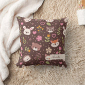 可愛いパーソナライズされたウッドランド動物のパターン子供 クッション (ブランケット)