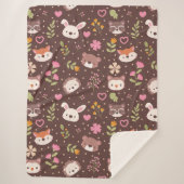 可愛いパーソナライズされたウッドランド動物のパターン子供 シェルパブランケット (正面)