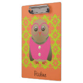 可愛いパーソナライズされたオレンジオールドレディーフクロウのクリップボード クリップボード (左)