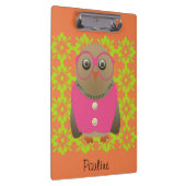 可愛いパーソナライズされたオレンジオールドレディーフクロウのクリップボード クリップボード (右)