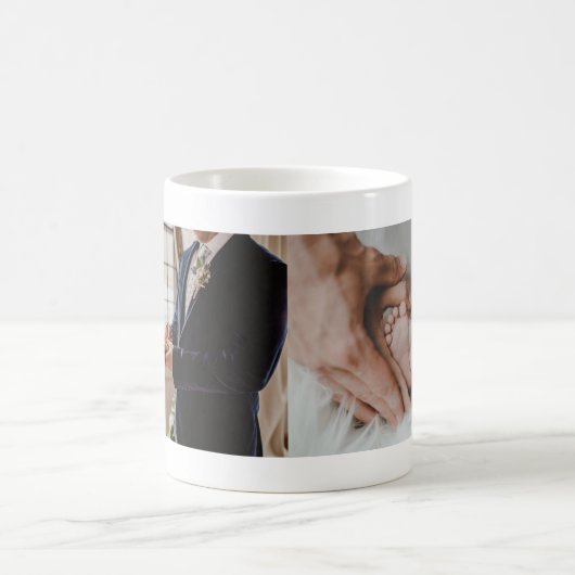 可愛いパーソナライズされたカスタム家族2枚フォトコラージュ コーヒーマグカップ (中央)