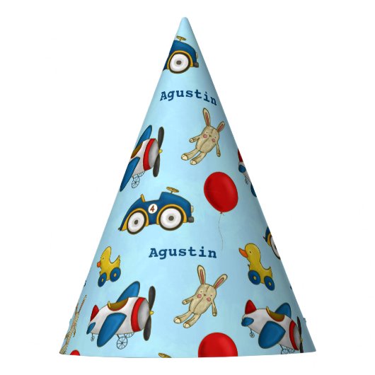 可愛いパーソナライズされたキッズ柄 パーティーハット (正面)