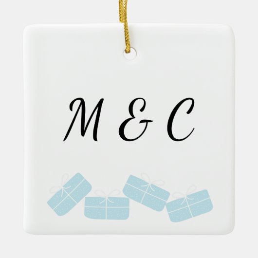 可愛いパーソナライズされたギフト付きオーナメントイラストレーション セラミックオーナメント (正面)