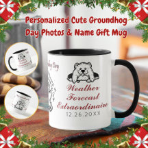 可愛いパーソナライズされたグラウンドホッグの日写真&名前のギフト