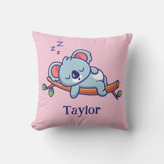 可愛いパーソナライズされたコアラクマ漫画の赤ちゃん女の子 クッション (正面)