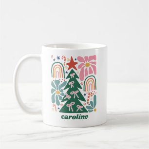 可愛いパーソナライズされたコケットボウフローラクリスマス コーヒーマグカップ
