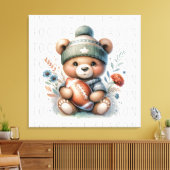 可愛いパーソナライズされたサッカー キャンバスプリント (インサイチュ (リビング))