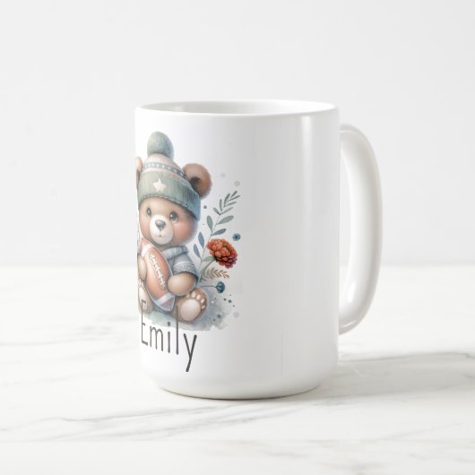 可愛いパーソナライズされたサッカー コーヒーマグカップ (正面右)