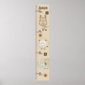 可愛いパーソナライズされたサファリの動物の成長チャート ポスター (正面)