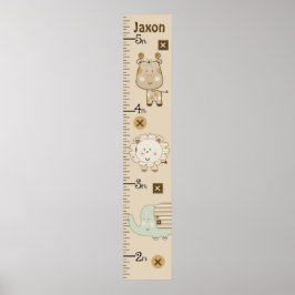 可愛いパーソナライズされたサファリの動物の成長チャート ポスター