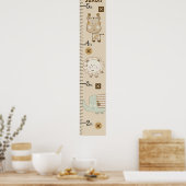 可愛いパーソナライズされたサファリの動物の成長チャート ポスター (キッチン)